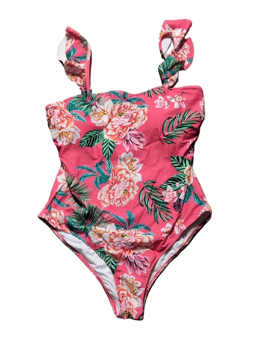 Live Life On The Beach Pink Floral OnE Piece Swimsuit Size XXL
